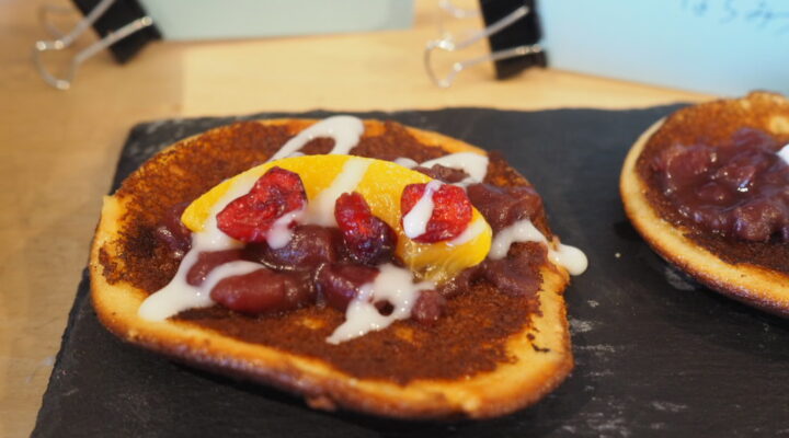 arranged dorayaki with berry